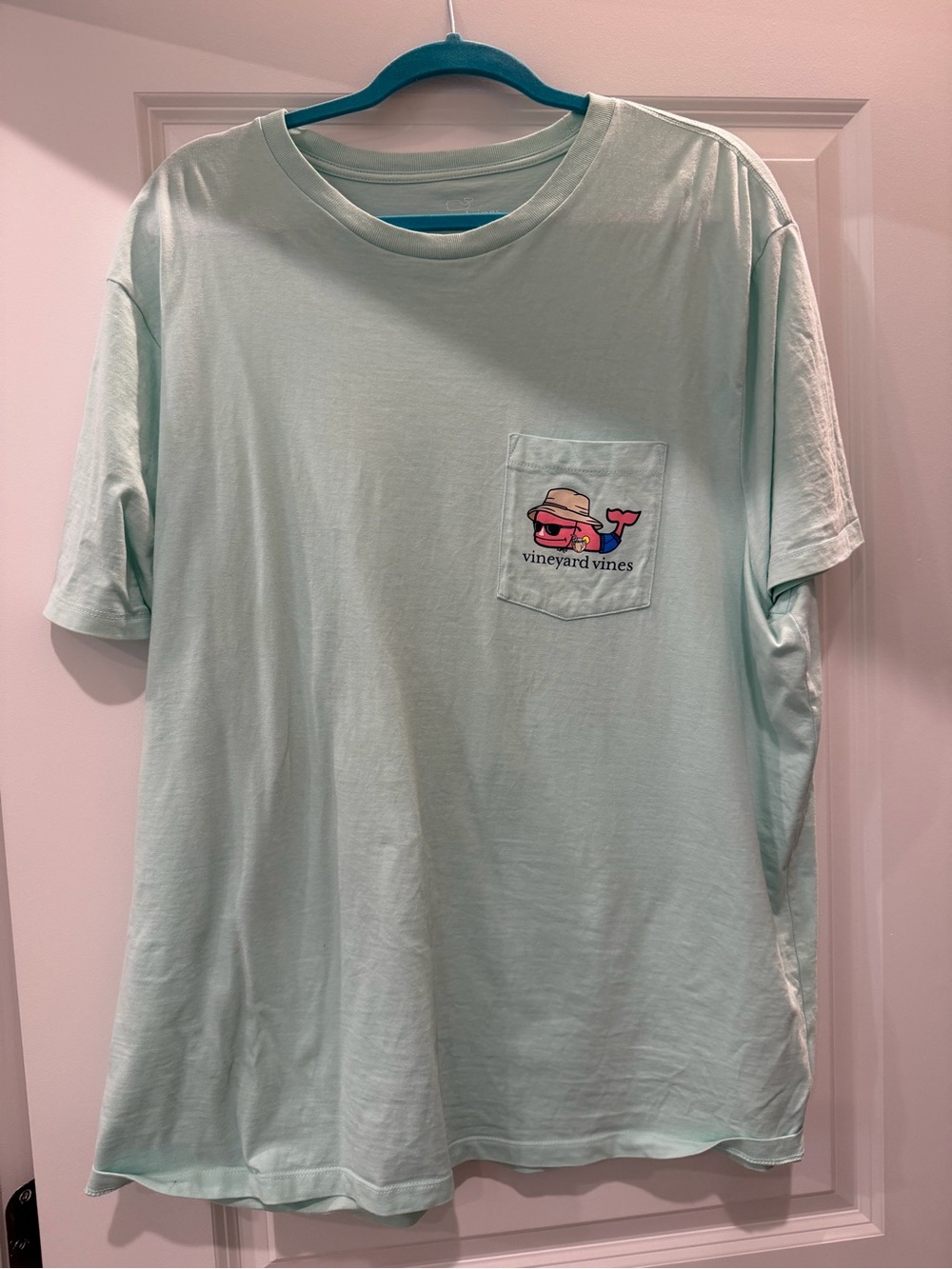 Vineyard Vines Mint Pocket Tee with Beach Whale Patch